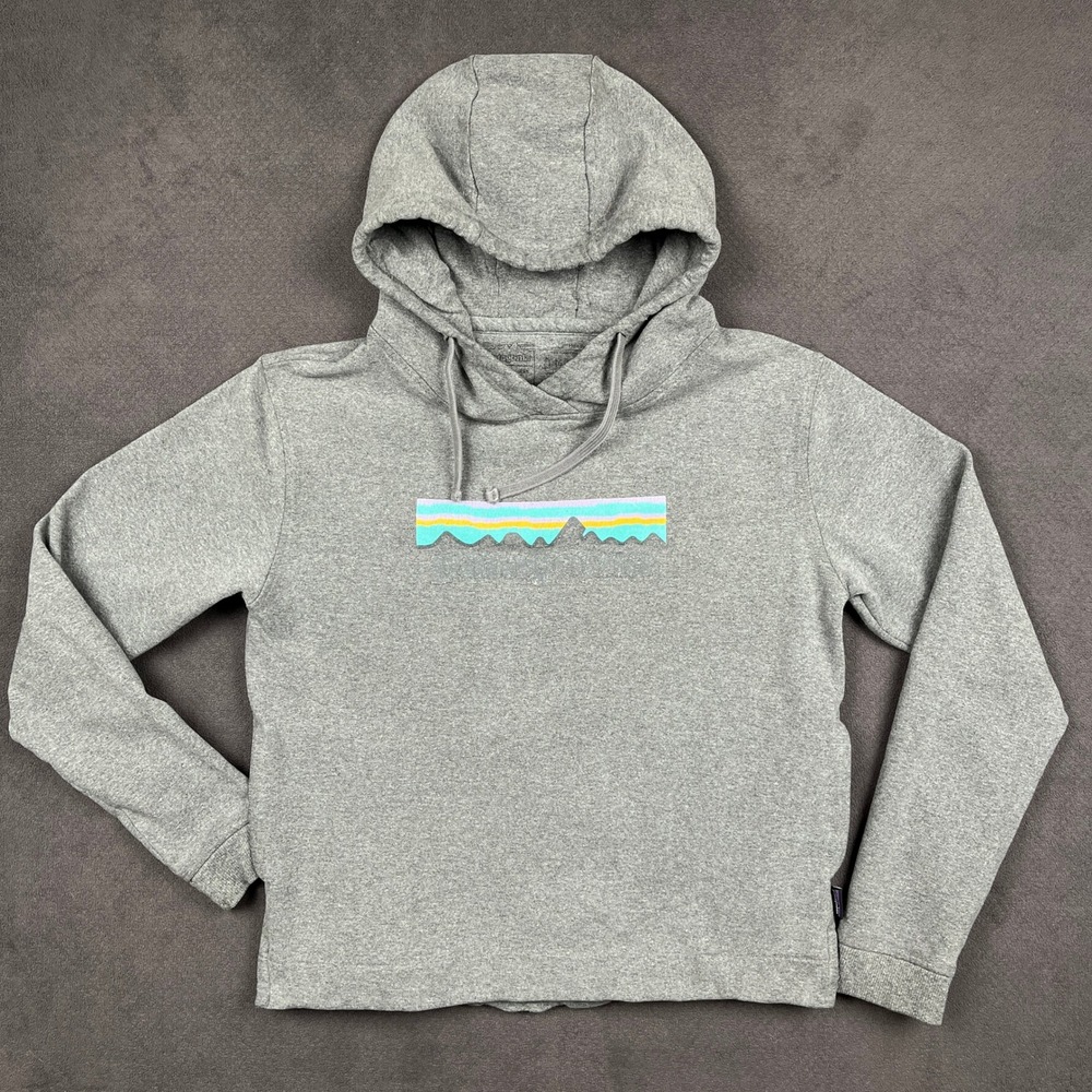 Patagonia Pastel P-6 Logo Uprisal Hoody Women Medium Gray Heather Pullover 39557